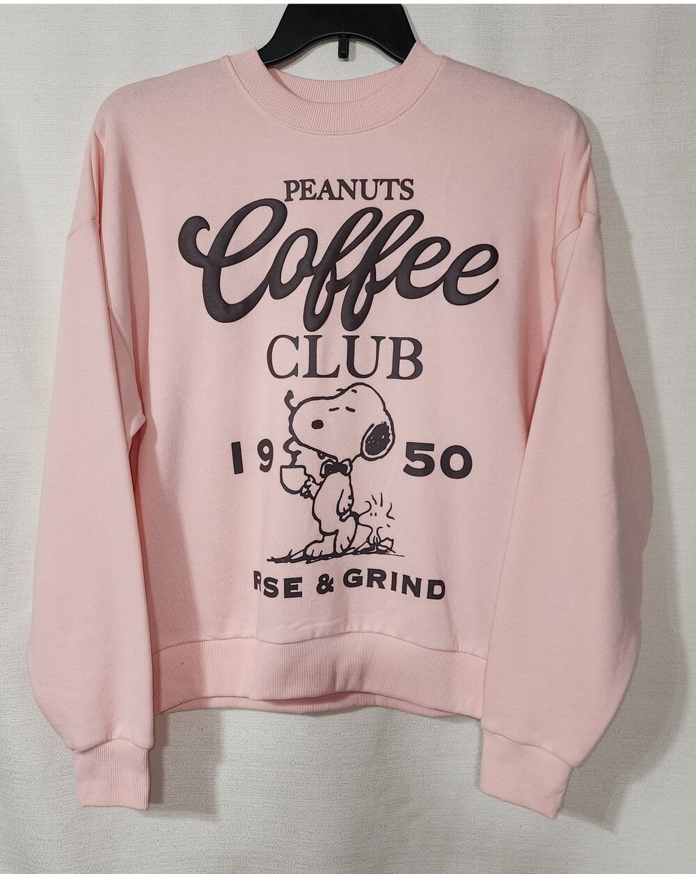 Snoopy peanuts coffee club pink sweatshirt size Small